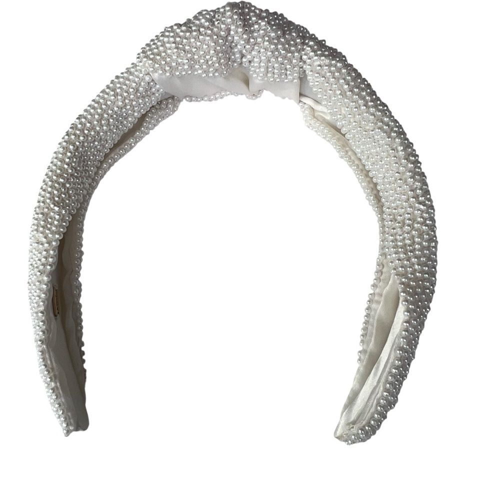 J. Crew White Beaded Knot Headband